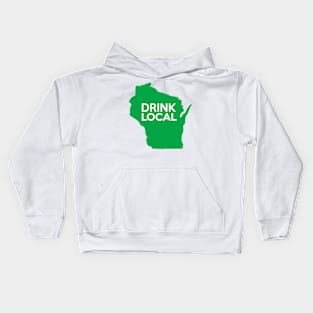 Wisconsin Drink Local WI Green Kids Hoodie